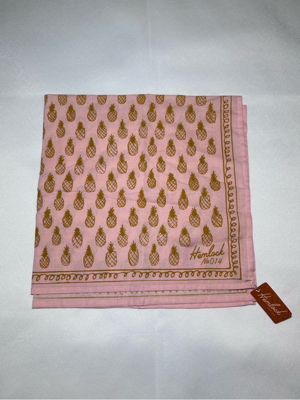 Hemlock by Beth Snyder Pink Pineapple Print 100% Cotton Scarf Bandana